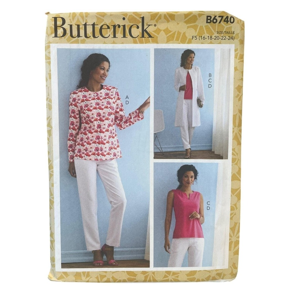 Butterick B6740 Misses Jacket Coat Top Pants Sewing Pattern Size 16-24 UNCUT FF